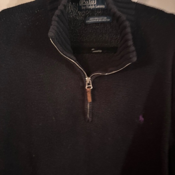 Polo Ralph Lauren Men’s 1/4 Zip Pull Over Sweater 100% Cotton Size Large Black - Picture 2 of 8